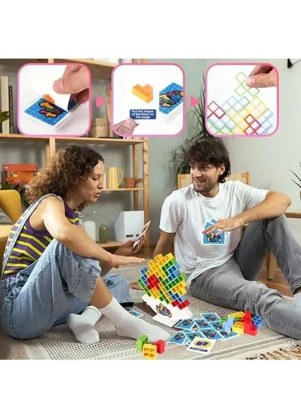 Настільна гра балансуючий тетріс Tetra Tower, Башта 16 блоків Toysi (373407391)