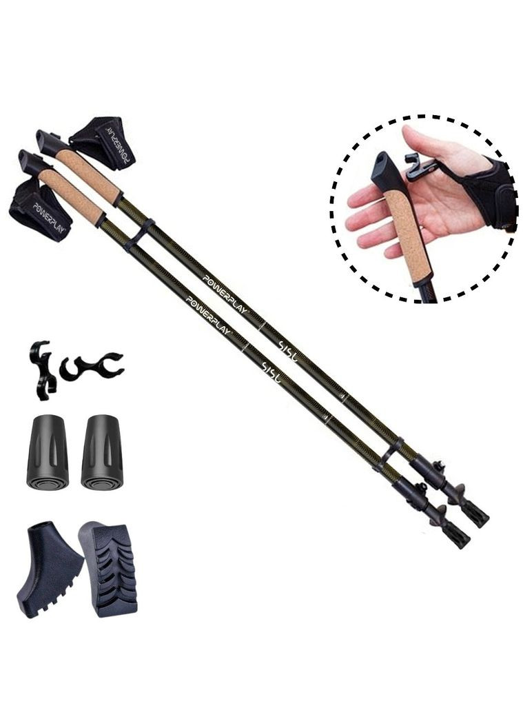 Палиці для скандинавської ходьби 9105 Sisu Black/Gold 80-135 см (пара) PowerPlay (317849081)