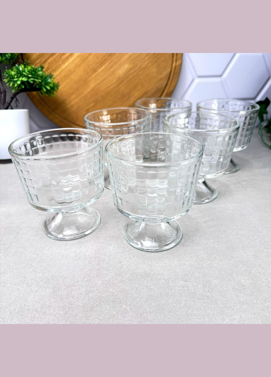 Набор стеклянных креманок на ножке 6 шт Рифлённые No Brand (308361002)
