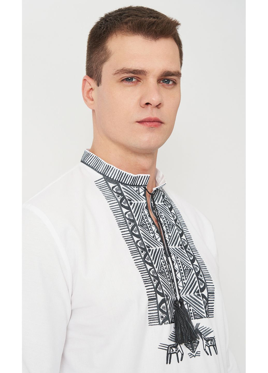 Біла вишиванка чоловіча vishivano4ka 645-1 візерунок орнамент пряма бавовна (371886612)