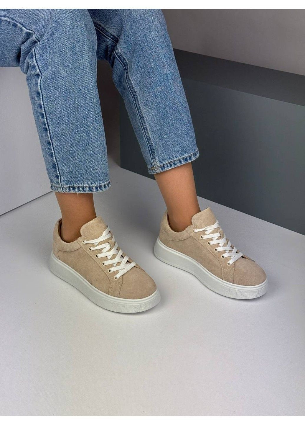 407 Кросівки Замшеві Бежеві Hengji бежеві демісезони (335009335)