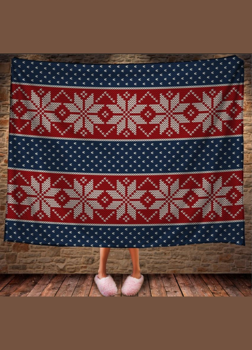 Плед с 3D принтом Большие Снег и Снежинки на красно-синем Перша Креативна мануфактура PERFECTUS Плед (301869955)