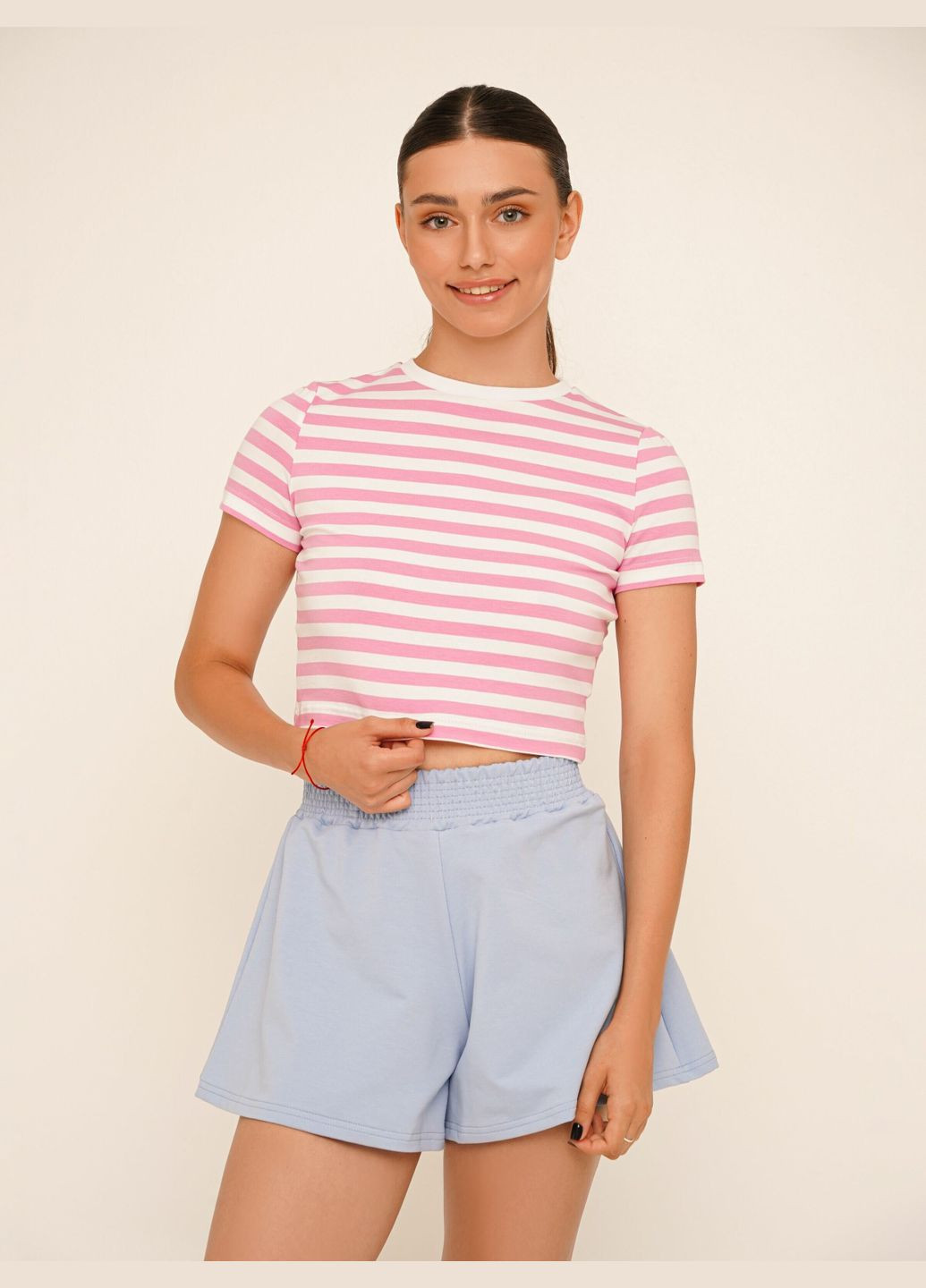 Топ с узором женский WBC02399 Бело-розовый shop (2000990639899) LAWA (364813155)