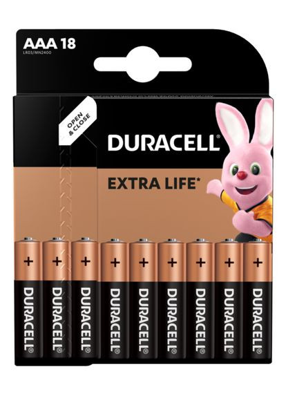 Лужні батарейки AAA (LR03) MN2400 18 шт family pack (5000394107557) Duracell (300078597)