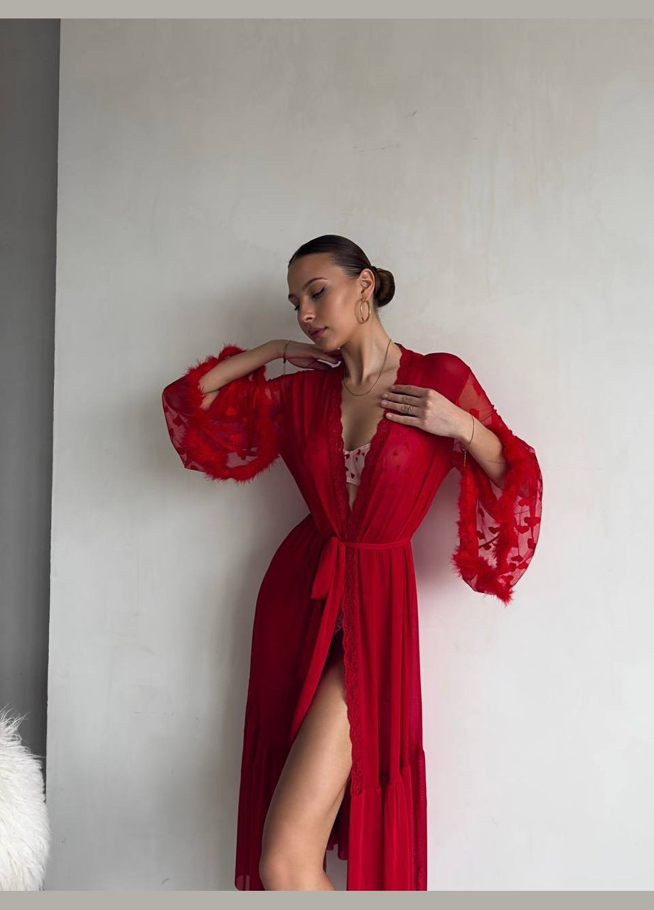 Халат прозорий із хутряними вставками No Brand (317284973)