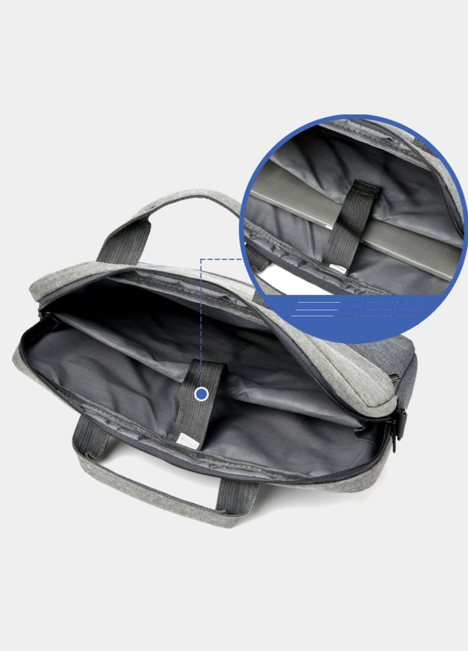 Сумка для ноутбука та документів сіра 15,6" портфель для ноутбуку 15 дюймів на ремені сірий XD Design (331900773)