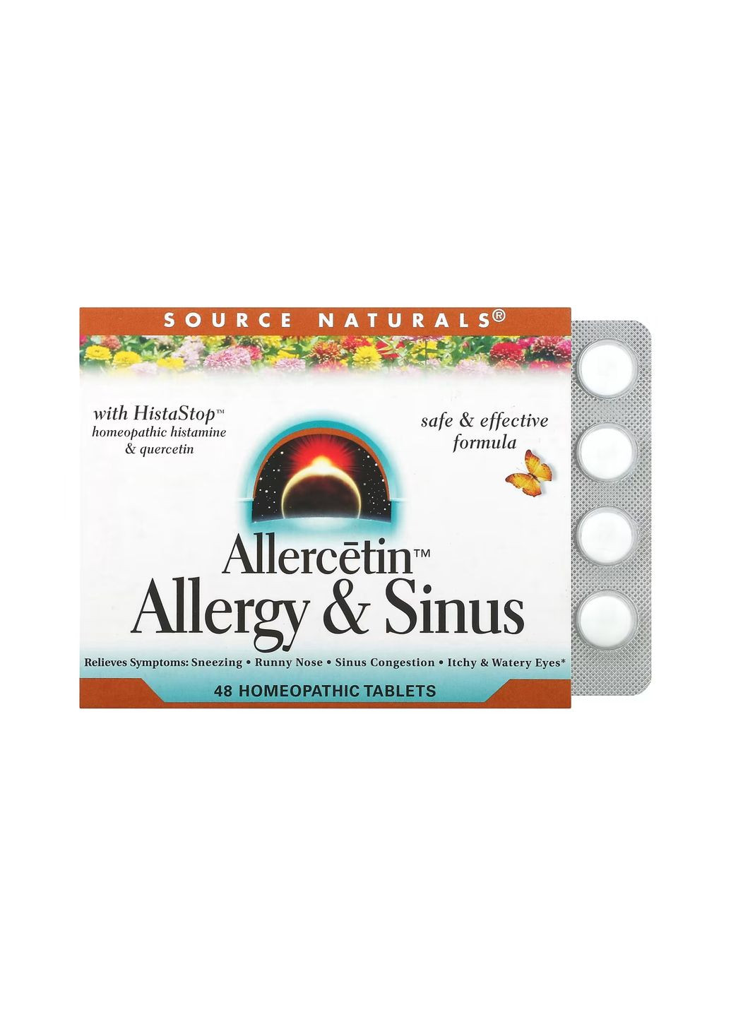 Таблетки от аллергии для взрослых Allercetin™ 48 табл гомеопатические с кверцетином Source Naturals (367956408)