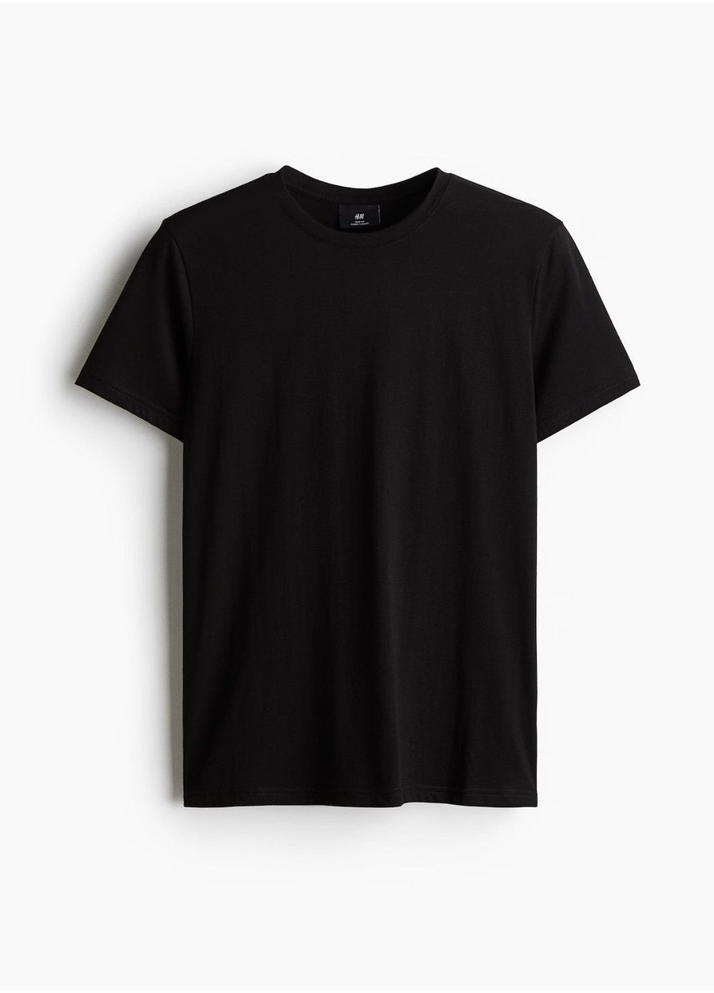 Чорна чоловіча бавовняна футболка slim fit (58066) m чорна H&M