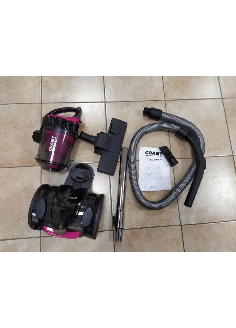Рожевий Пилосос без мішка GRANT GT- 1605 (Контейнерний пилосос) 3000 Вт + універсальна щітка Digital (363831762)