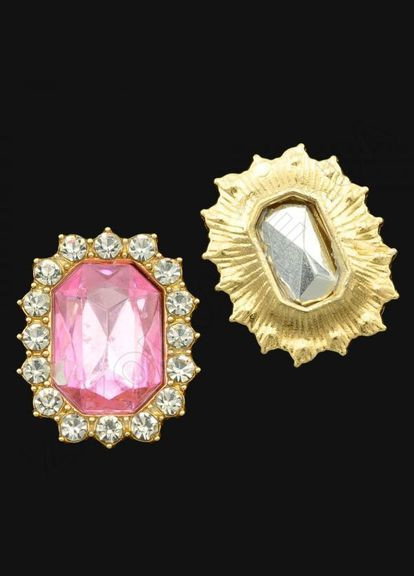 Стразовый декор Камень, акрил, оправа-золото, 21х17 мм, розовый No Brand (341731147)