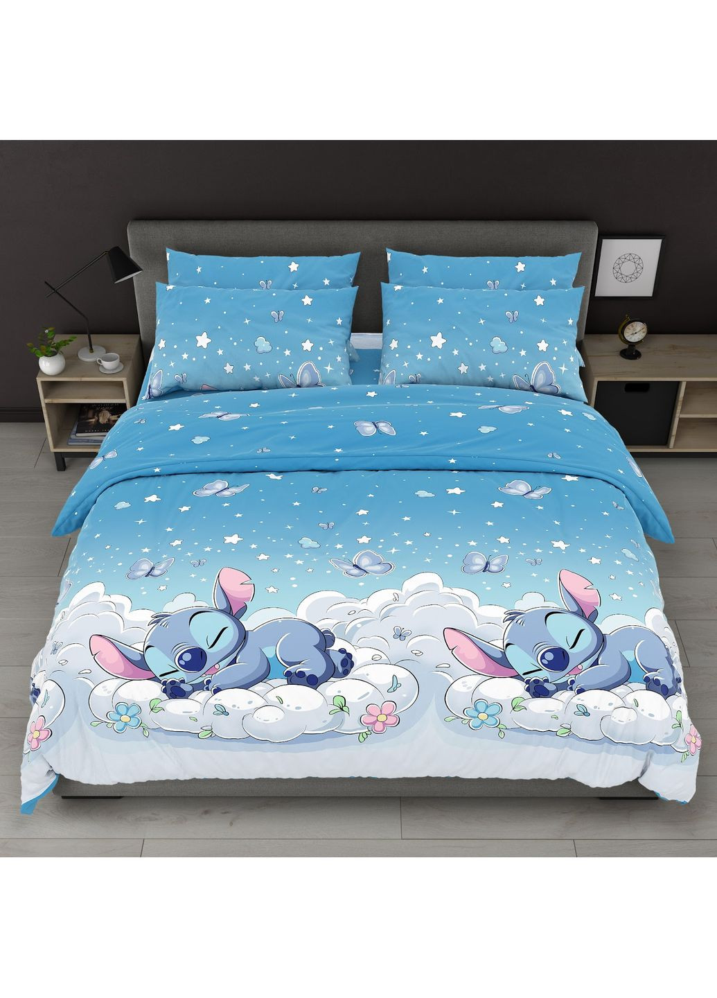 Комплект постільної білизни Бязь Голд "Стіч" Півтораспальний 150х220 см No Brand (366077973)