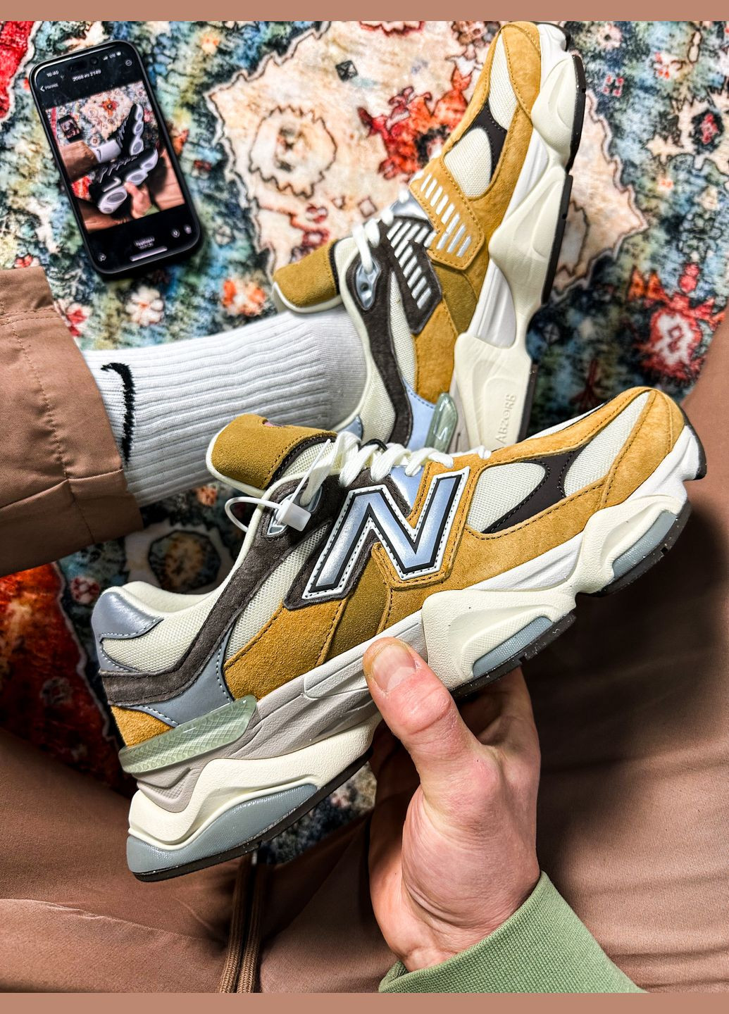 Коричневі Осінні кросівки чоловічі і жіночі new balance 9060 'workwear' | нью баланс 9060 коричневі No Brand