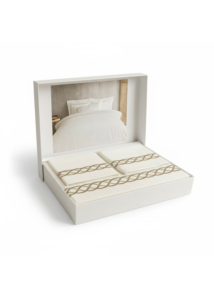 Комплект постельного белья Chain K.Beyaz Bej люкс сатин 220-200 см Tivolyo Home (369165618)