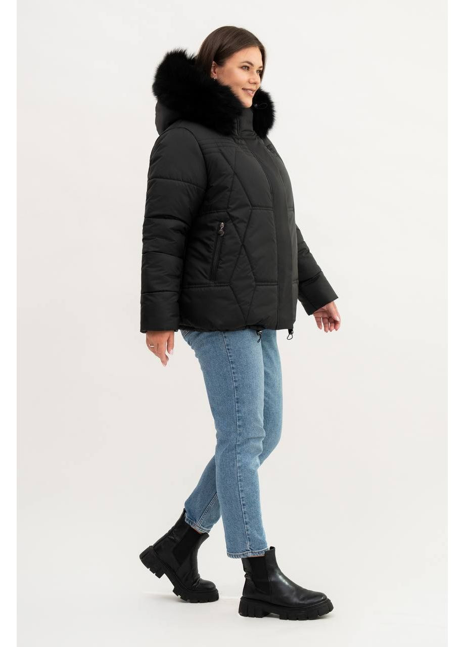 Черная зимняя куртка женская большого размера SK