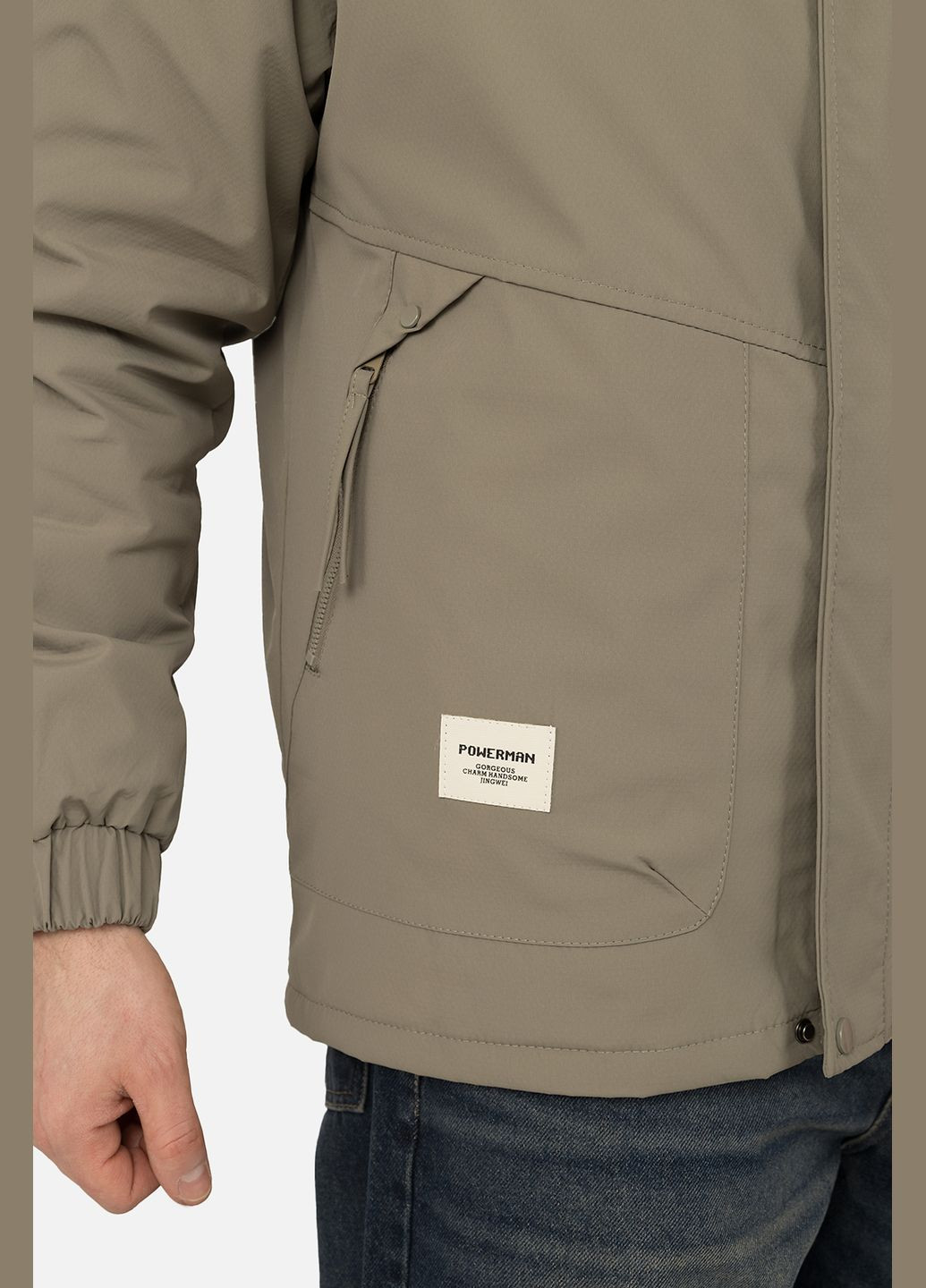 Оливкова (хакі) демісезонна куртка чоловіча колір хакі цб-00267283 DESIGN Brand