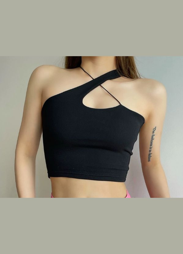 Короткий асиметричный топ Tidal Nest черный M No Brand (338423985)