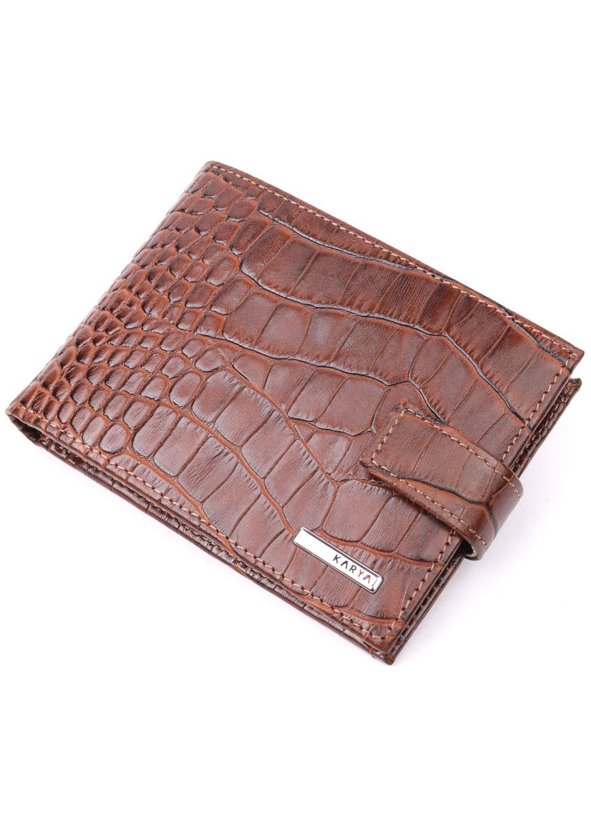 Кошелек мужской Кожаный с тиснением под крокодила 21202 Коричневый Karya (306881981)