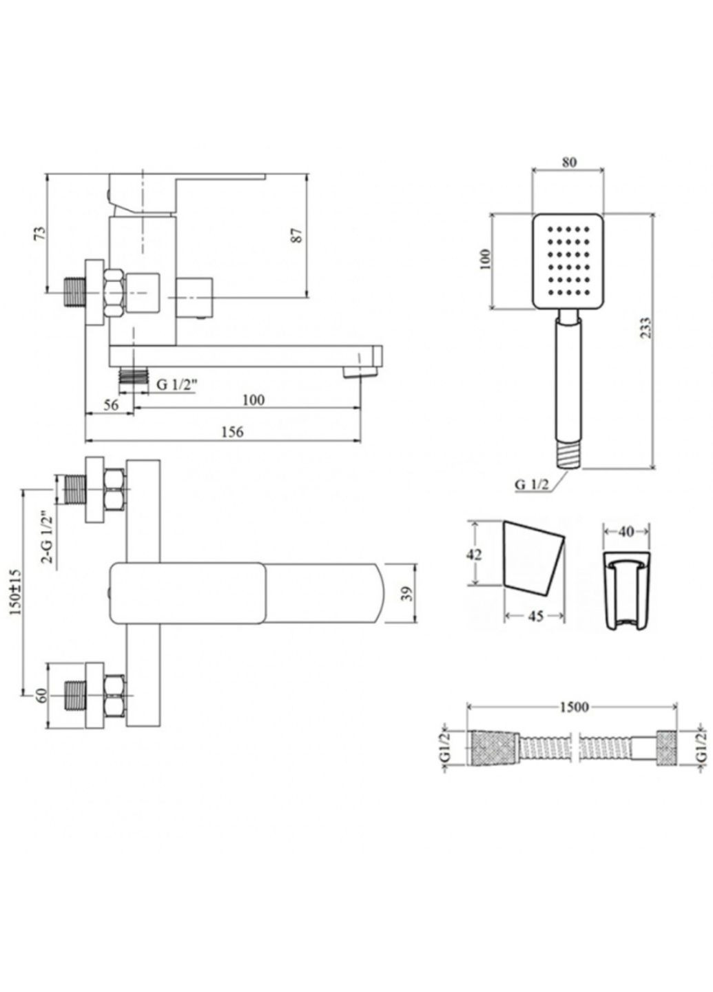 Змішувач для ванни Kubis з поворотним виливом (з душовим гарнітуром) (k35) LDKUB006NKS28536 Nickel LIDZ 006 (346492344)
