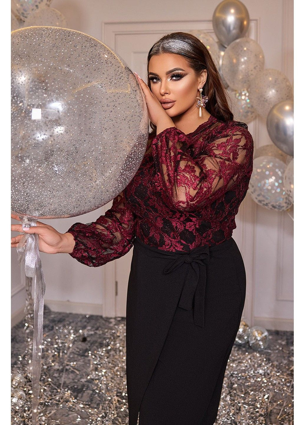 Бордова коктейльна сукня чорна спідниця 21156 бордова Tanita-Romario