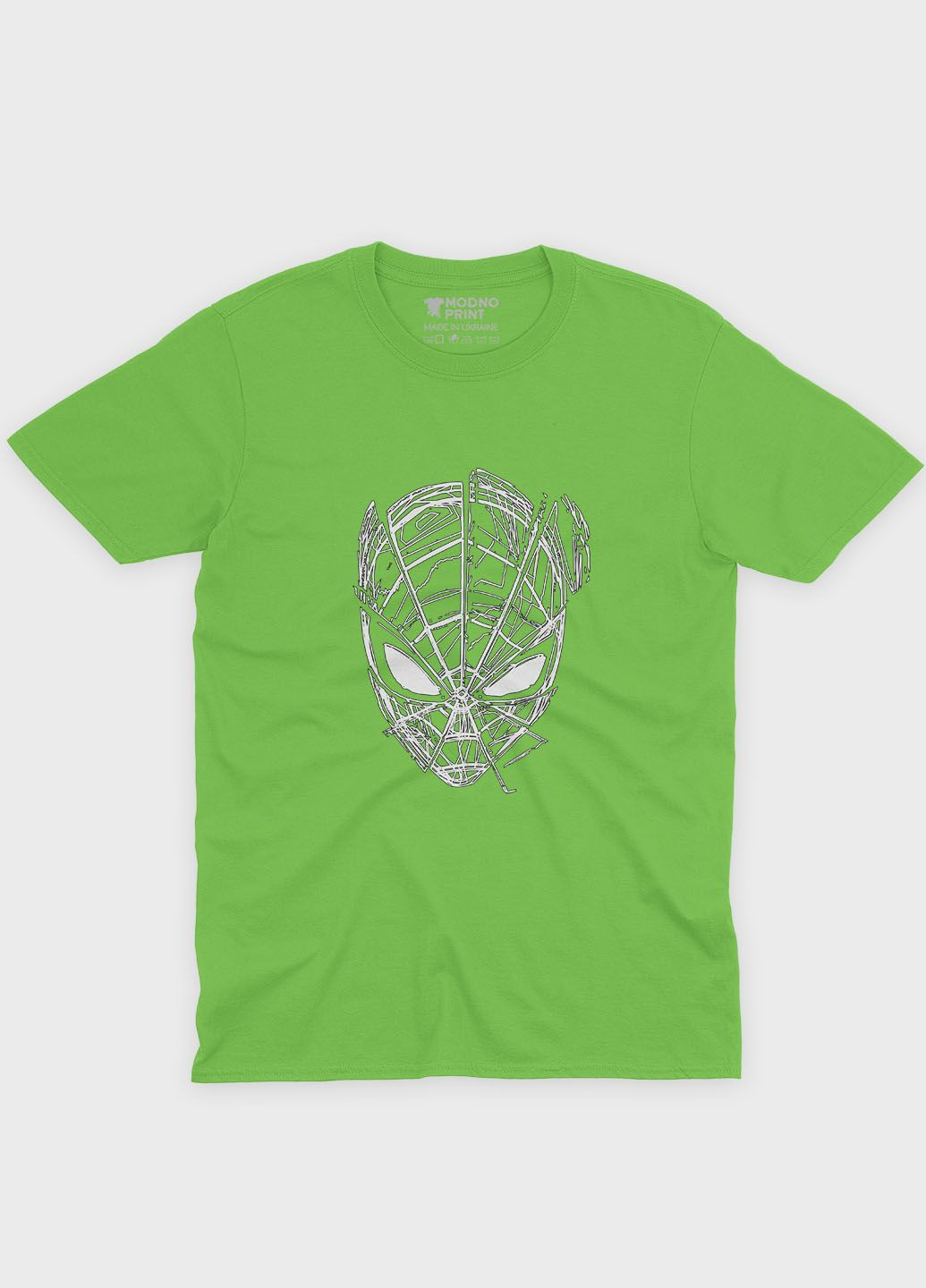 Салатова демісезонна футболка для хлопчика з принтом супергероя - людина-павук (ts001-1-kiw-006-014-070-b) Modno