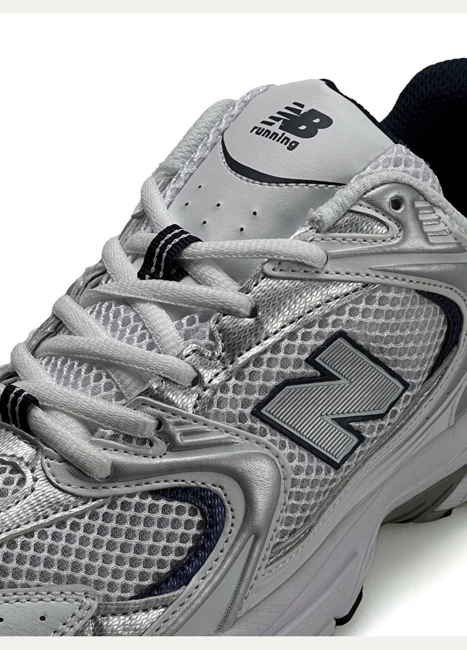 Білі Осінні кросівки чоловічі new balance white navy silver No Brand 530 Premium