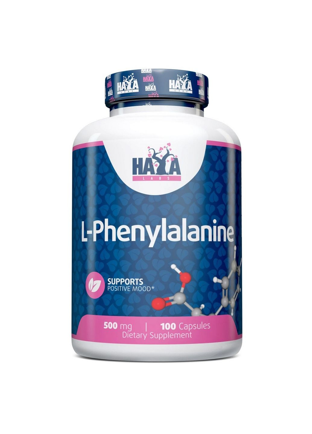 Аминокислота L-Phenylalanine 500 mg, 100 капсул Haya Labs (293417382)