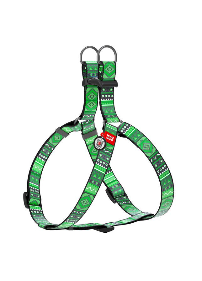 Шлея для собак WAUDOG Nylon з QR паспортом, малюнок "Етно ", пластиковий фастекс, Ш 25 мм, Дов 60-90 см Rosa Talent (362661597)