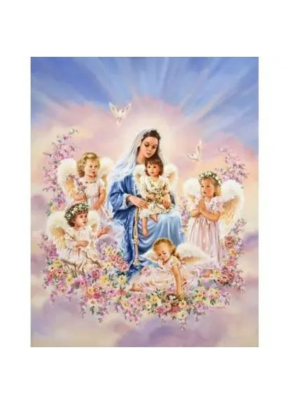Алмазная мозаика Икона Дева Мария с ангелами 40х50 см SP091 ColorArt (289370679)
