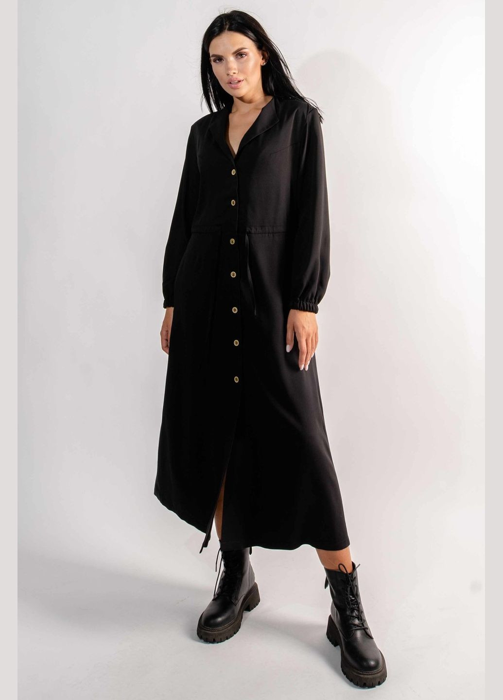 Чорна повсякденний сукня максі довжини напівприлеглого силуету з v-подібною горловиною (пл 2321) RiMari