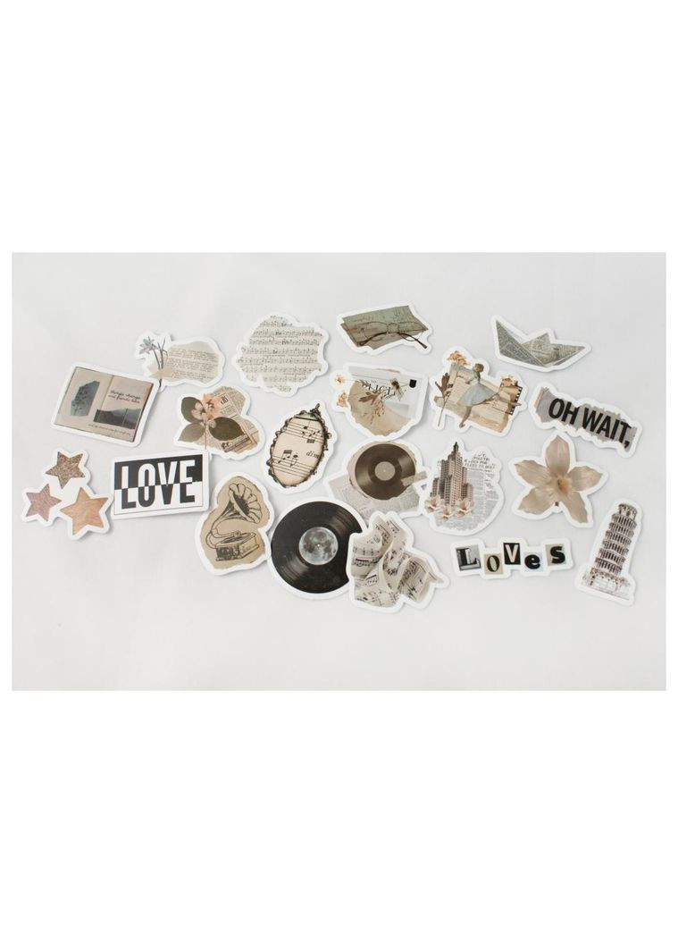 Комплект вінтажних стікерів 30 штучек матові наліпки мистецтво декор для скрапбукінгу колажні естетичний арт стиль ретро класика No Brand (347317430)