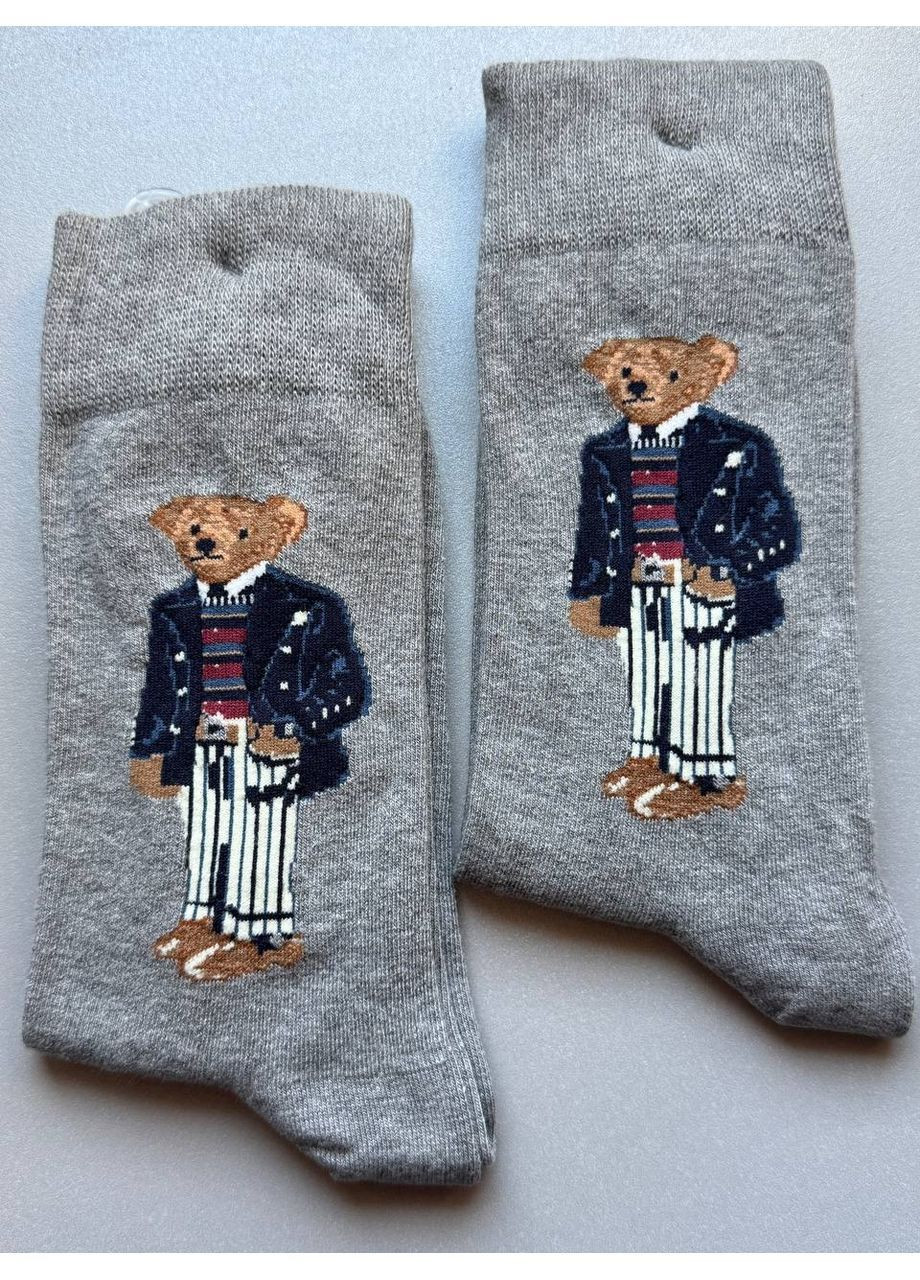 Сірі 1 пара демисезонні стильні шкарпетки з ведмедиком, якість преміум Kardesler (368971203)
