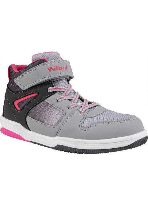 Осінні підліткові кросівки для дівчинки Willard на липучці до кісточки сірі рожеві No Brand (365657998)