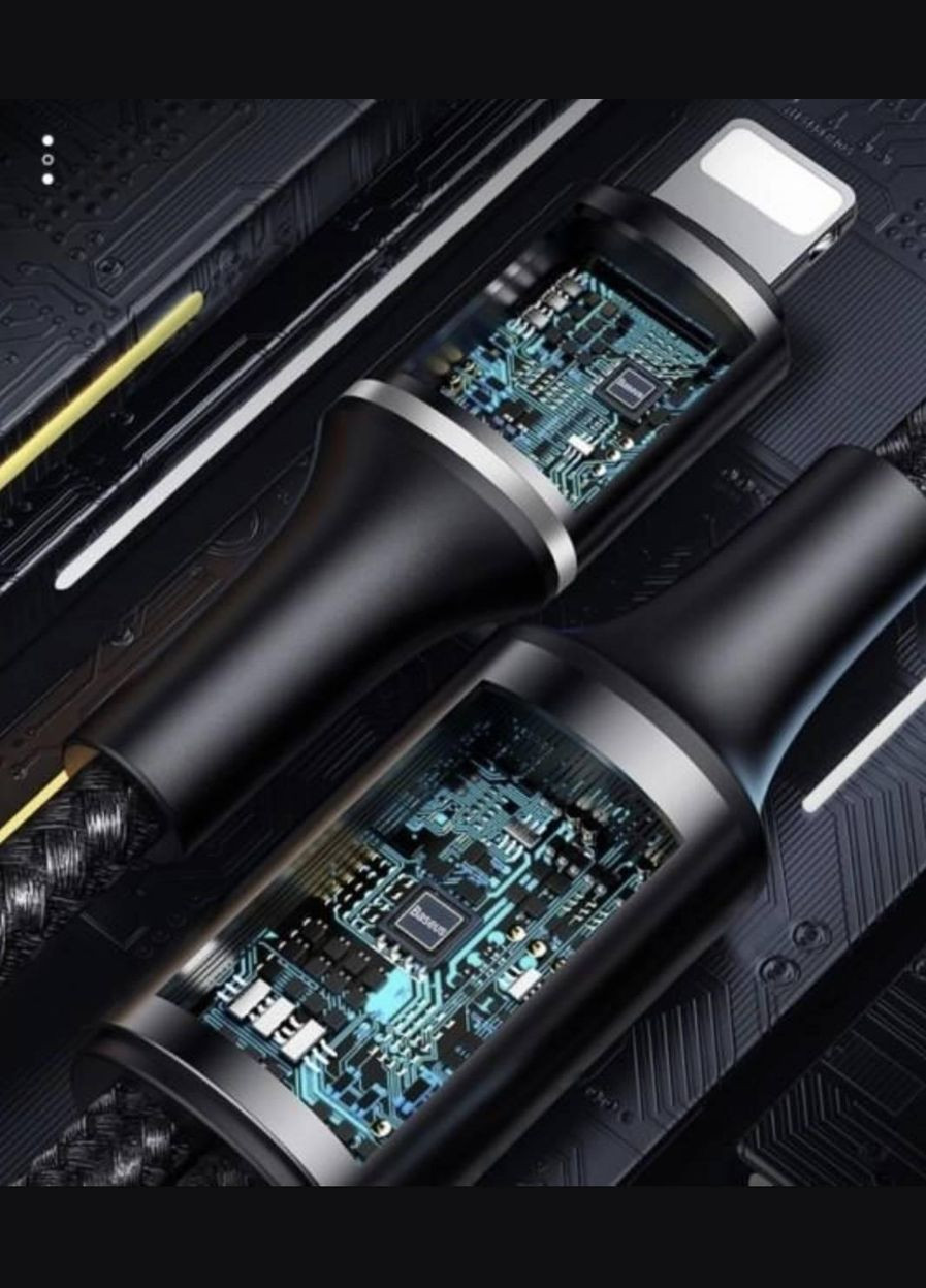 Зарядка USB кабель Bаseus для синхронізації і зарядки iPhone Apple Lightning led підсвічуванням 2 м Чорний Baseus (333707792)