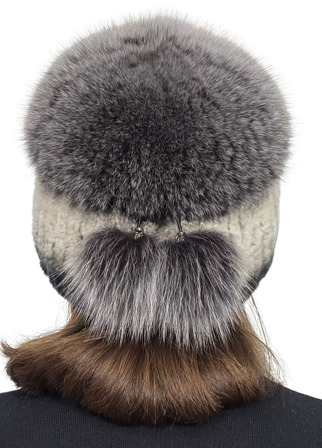 Зимняя меховая шапка женская из натурального меха кролика с помпоном из меха песца Меховой Стиль Бубон (365801955)