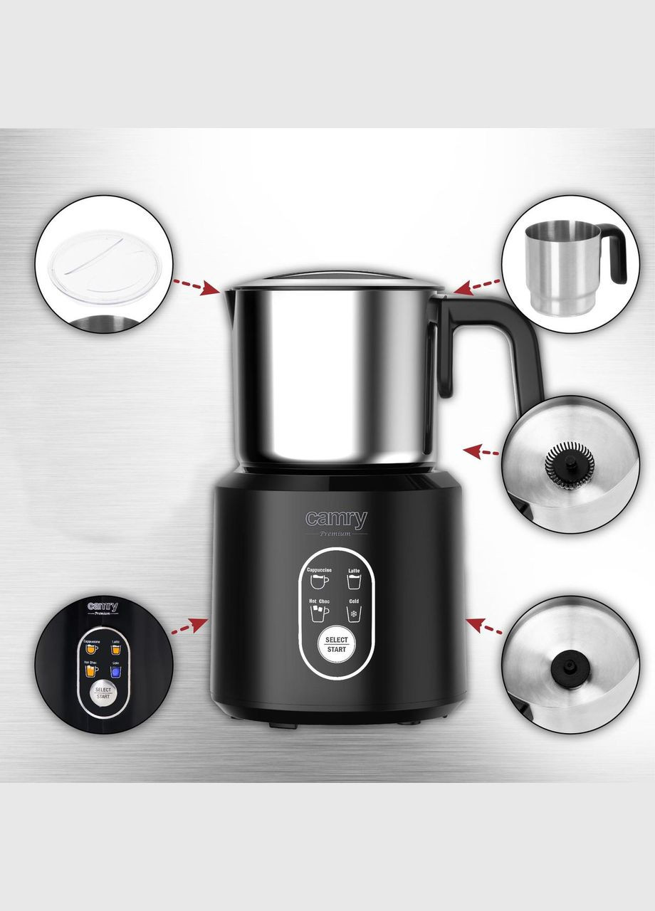 Спінювач молока електричний CR 4498 (1000 Вт, 350 мл, нержавіюча сталь) Camry (311196960)