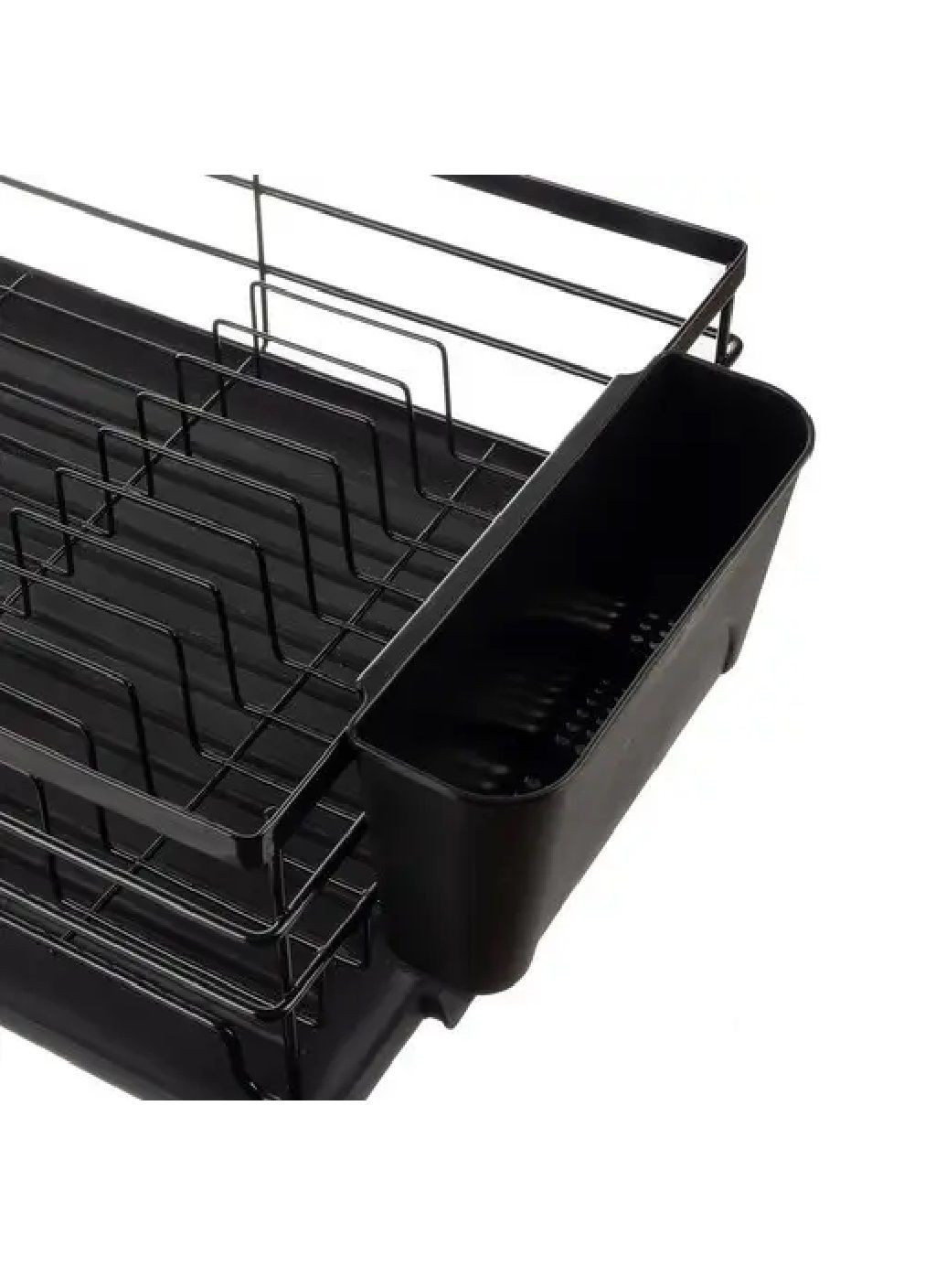 Металлическая сушилка для посуды с контейнером для столовых приборов 44х31,5х13,5 см (478786-Prob) Черная Unbranded (311885850)