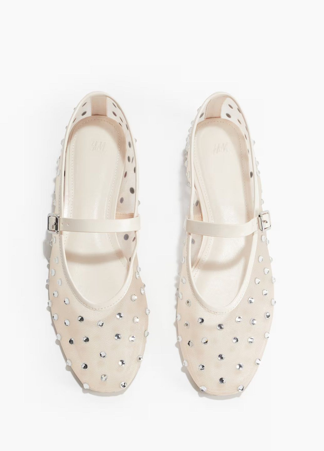 Жіночі балетки H&M | світло-бежеві однотонні текстиль (302671618)