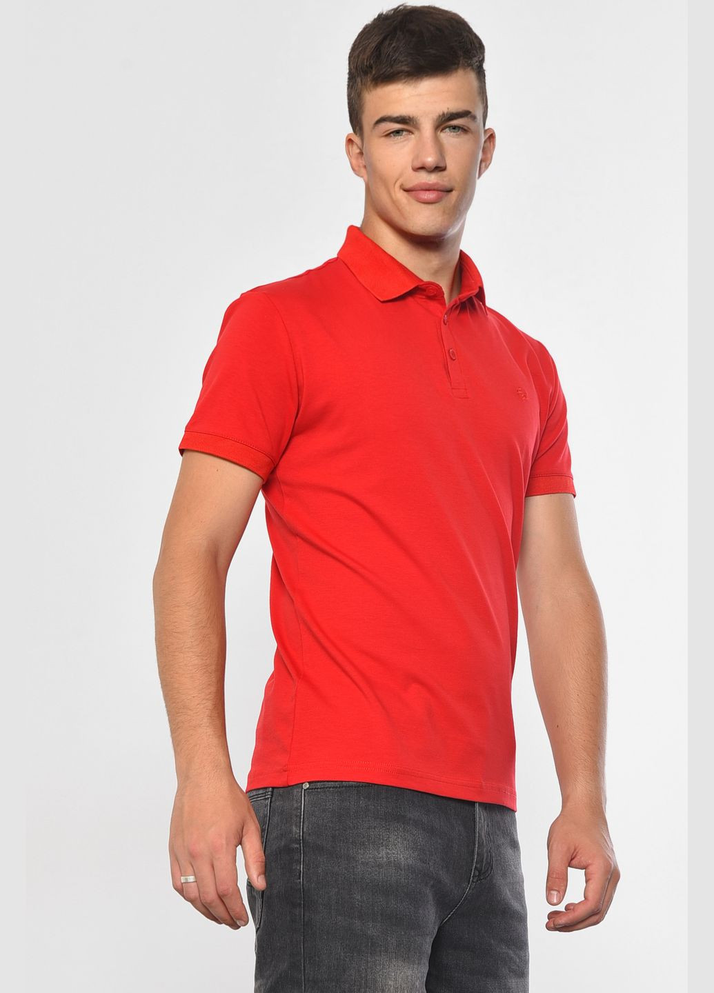 Червона футболка чоловіча поло червоного кольору Let's Shop