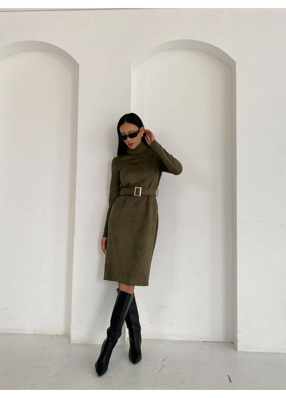 Оливкова (хакі) святковий жіноча сукня diamond з поясом (mil290) milirud