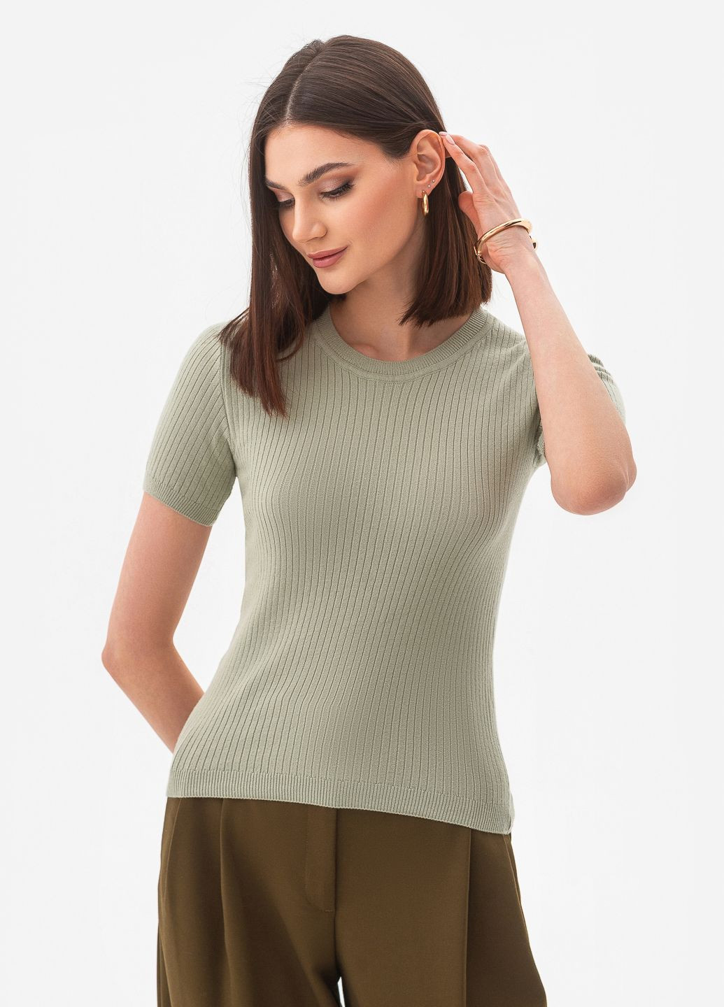 Фісташковий жіночий універсальний трикотажний джемпер SVTR