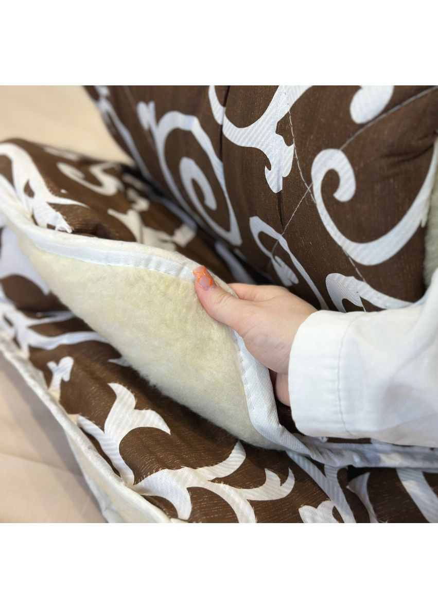 Одеяло евро открытое зимнее из овечьи шерсти 21512 195х210 см коричневое Leri Max (365689166)