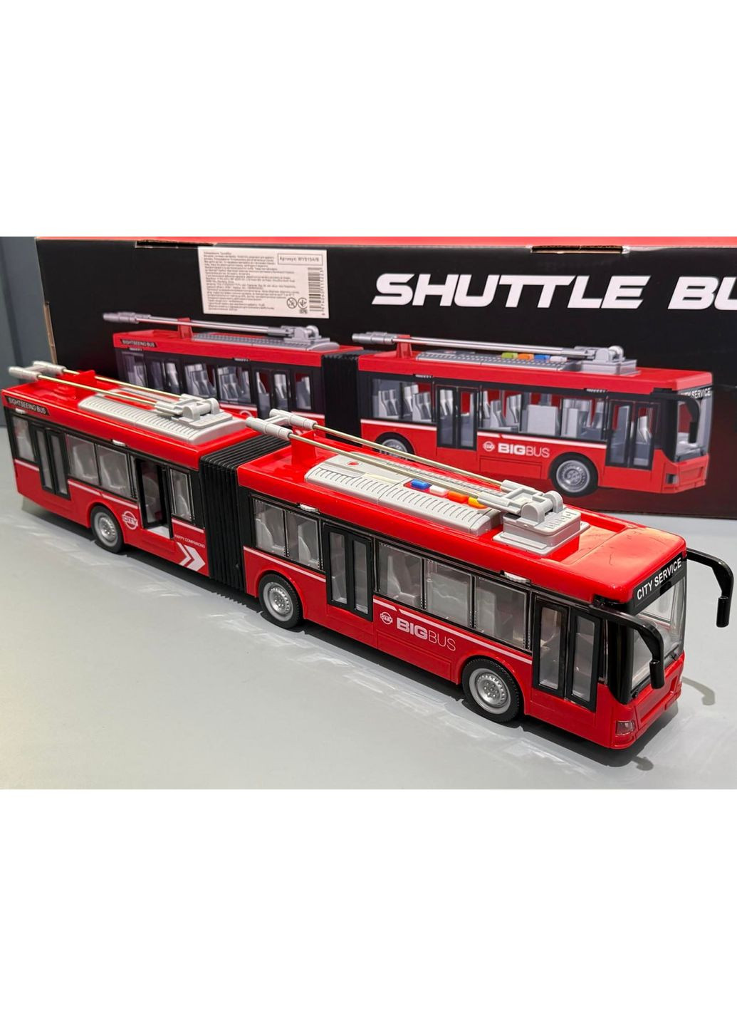 Троллейбус инерционный со светом и звуком механическое открывание дверей масштаб 1:16 резиновые колеса (WY915A/B) WenYi (367191340)