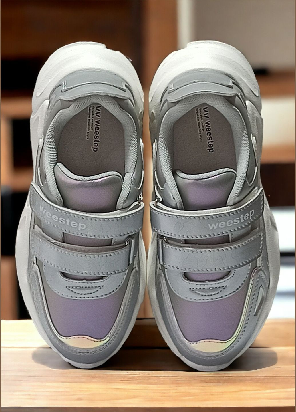 Серебряные демисезонные кроссовки для девочки 4073s Weestep