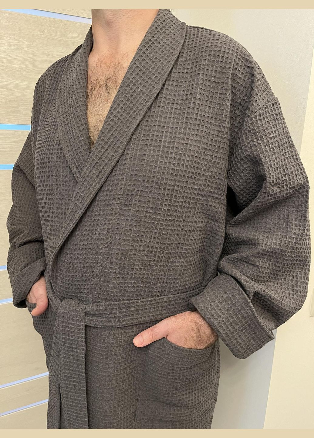 Вафельный халат унисекс "Объятия" шаль Big size Cosy (306852006)