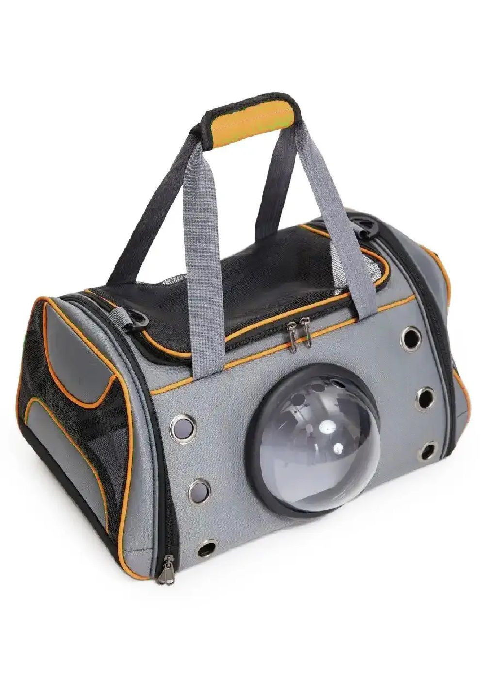 Сумка переноска для животных кошек собак с вентиляцией иллюминатором 46x30x26 см размер L (477341-Prob) Серая с оранжевым Unbranded (299193456)