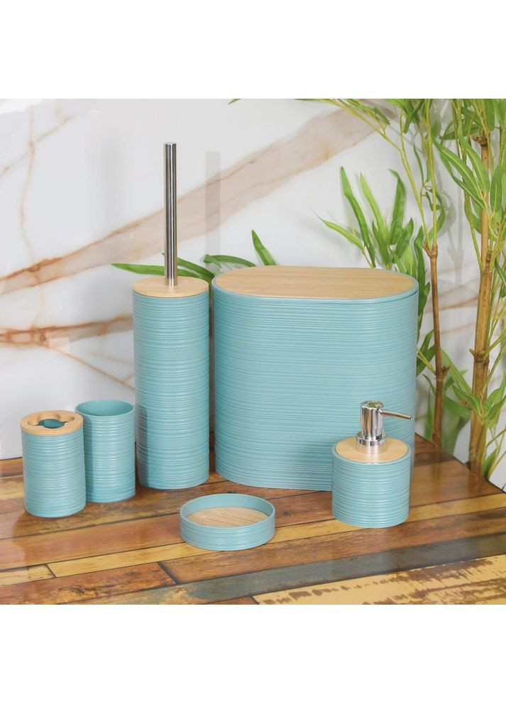 Набор аксессуаров 6в1 для ванной комнаты и душа, урна, дозатор для мыла, мыльница, стаканы, ершик No Brand (363044864)