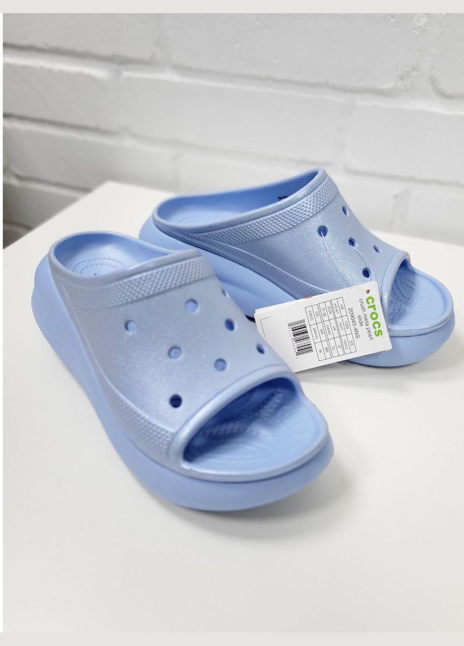 Голубые женские шлепанцы на платформе crush slide original Crocs