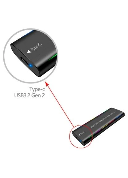 Кишеня зовнішня M.2 SSD NVMe/SATA combo USB3.2 GEN2 Type-C aluminium black (DM-CAD-SSD10) Dynamode M.2 SSD NVMe/SATA combo USB3.2 GEN2 Type-C alumini (390389590)