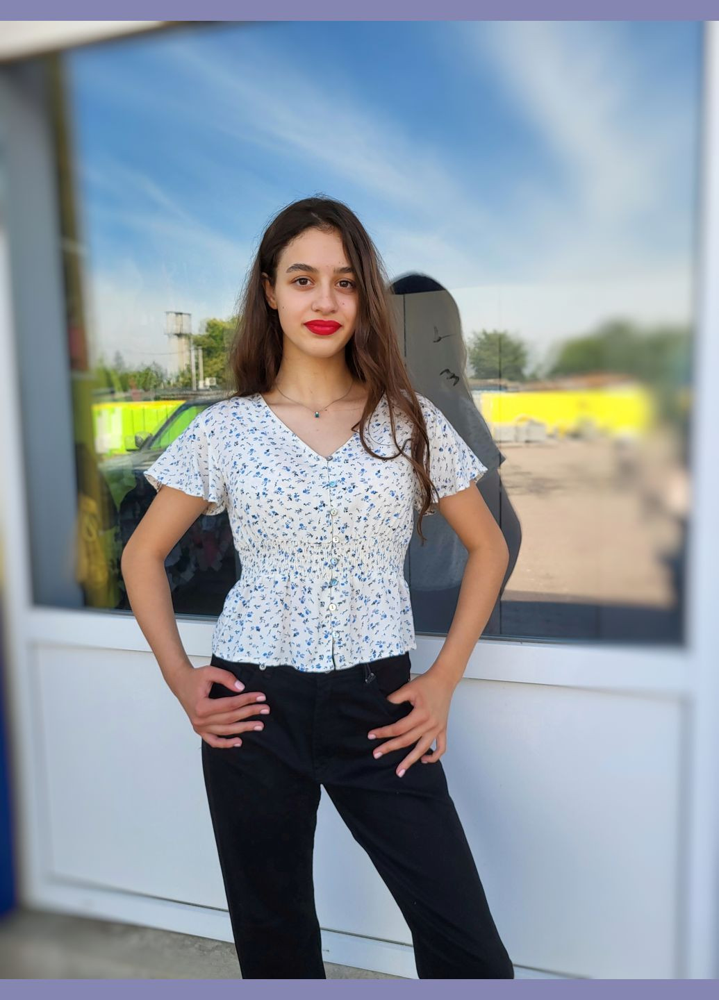 Топ в мелкий цветочный узор на пуговицах Молочный Only (297743398)