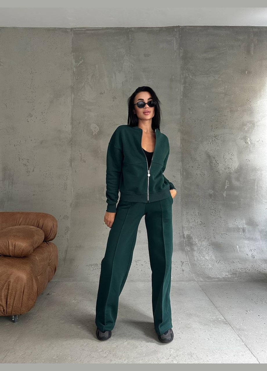 Женский теплый качественный спортивный костюм: кофта бомбер на молнии и брюки палаццо со стрелками с утеплением No Brand (316094573)